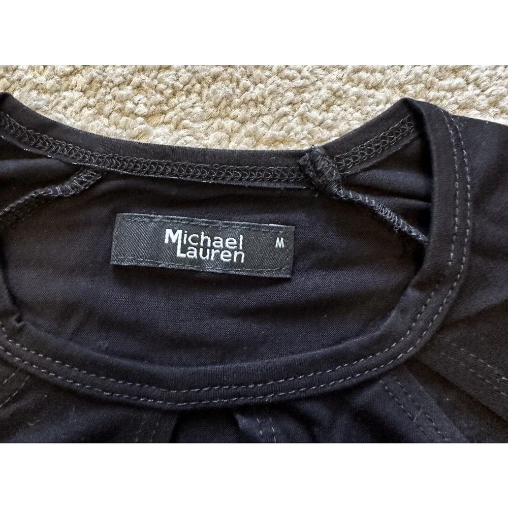Michale‎ Lauren Women Medium Dress Reef Cut Out Black Shift Mini Long Sleeve NWT